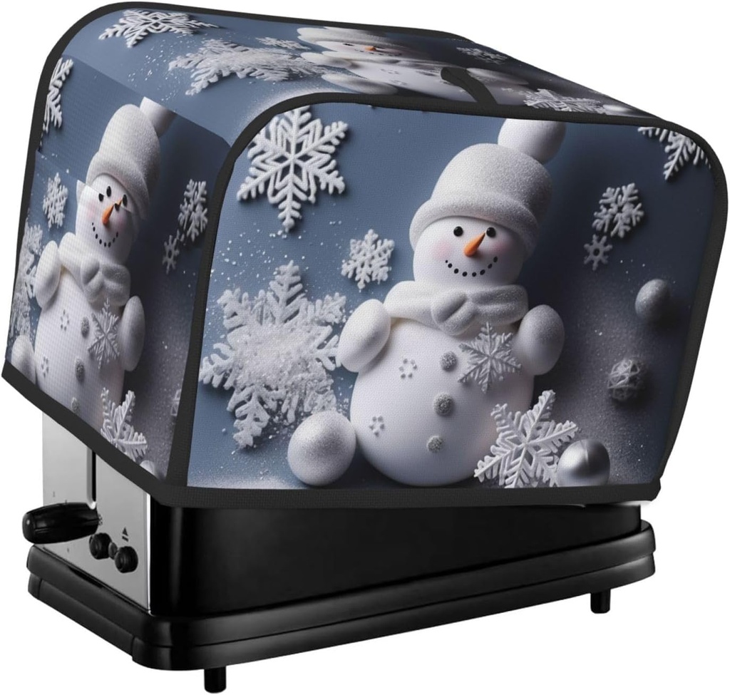 Snowman Stars And Snowflakes 2 Slice Toaster Covers Dustproof Splash-Proof Bread Machine Cover Fingerprint Protectors Small Washable Kitchen Appliance Cover Universal Size