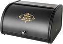 SOTECH Bread Box Vintage for Kitchen Food Grade Light-weight Metal Style Container for Storage Bin Countertop Keeper with Roll Top Farmhouse Rustic Holder Counter Black