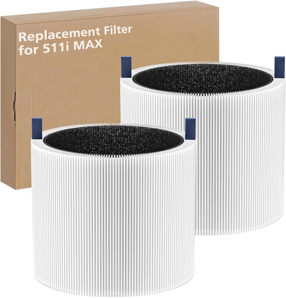 2-pack 511i MAX Replacement Filter Compatible with BLUEAIR HEPASilent Air Cleaner, Blue Pure F5MAX, Model Blue Pure 511i Max