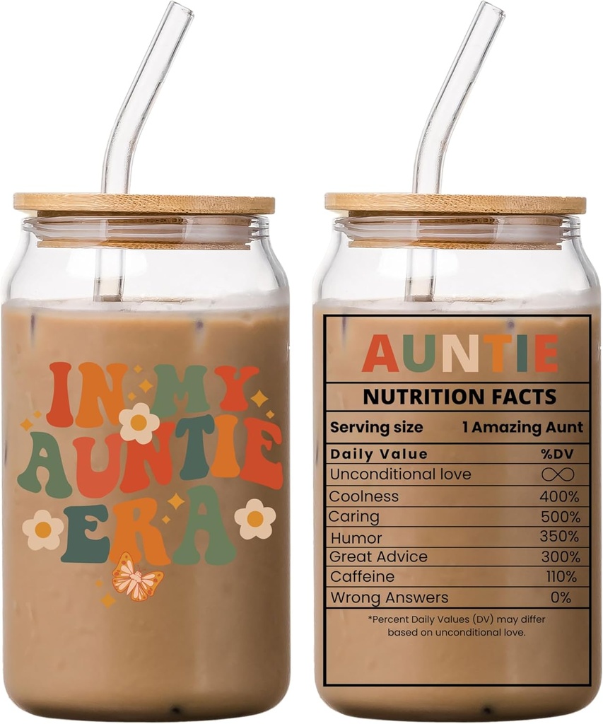 Gifts For Aunt -Aunt Gifts From Niece, Nephew -Birthday Gifts Ideas For Aunt,Funny Gifts for New Aunt,Aunt Announcement, Auntie to be Promoted Christmas Valentines Mothers Day -16 Oz Coffee Glass