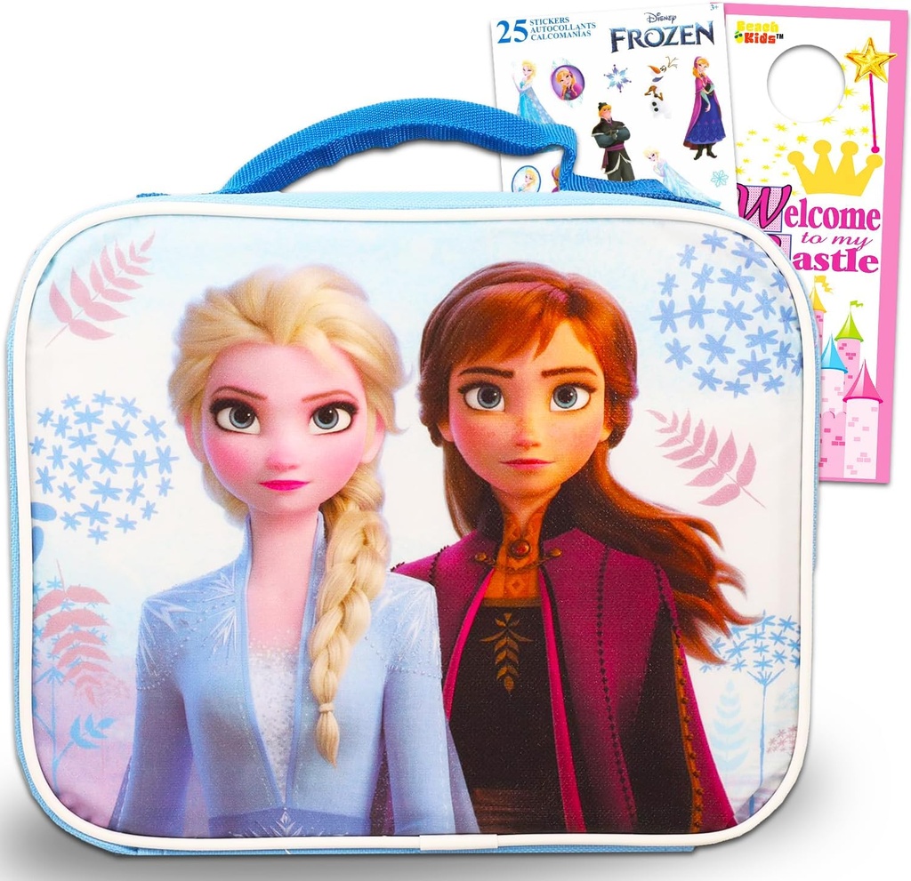 Disney Frozen Lunch Bag Set - Bundle of Elsa and Anna Insulated Lunch Box, Stickers, More | Frozen Food Container School Supplies for Kids