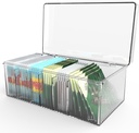Acrylic Tea Bag Holder Storage Organizer With Non-slip Mat and Lid, Multi-Functional Kitchen Organizer, Clear Home Organizer for Tea Bags, Office Supplies, Crafts and Small Items