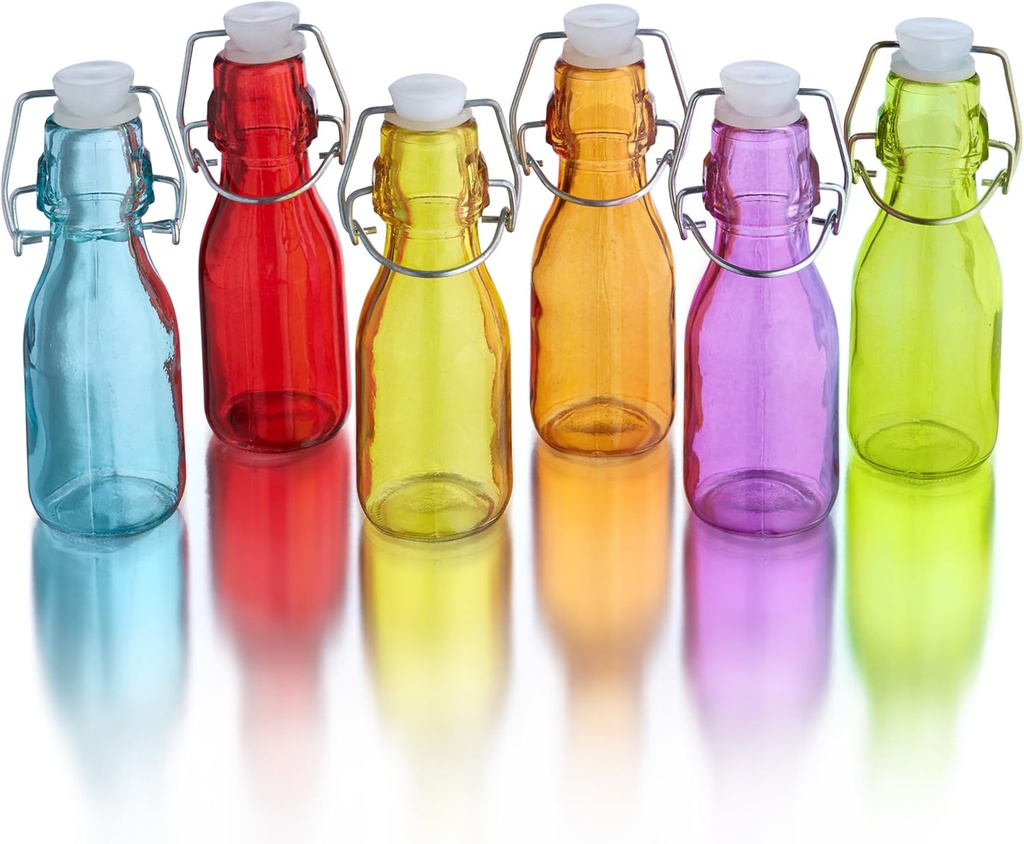 Style Setter Rainbow Colors Assorted Bottles with Handles (Set of 6), Multicolor