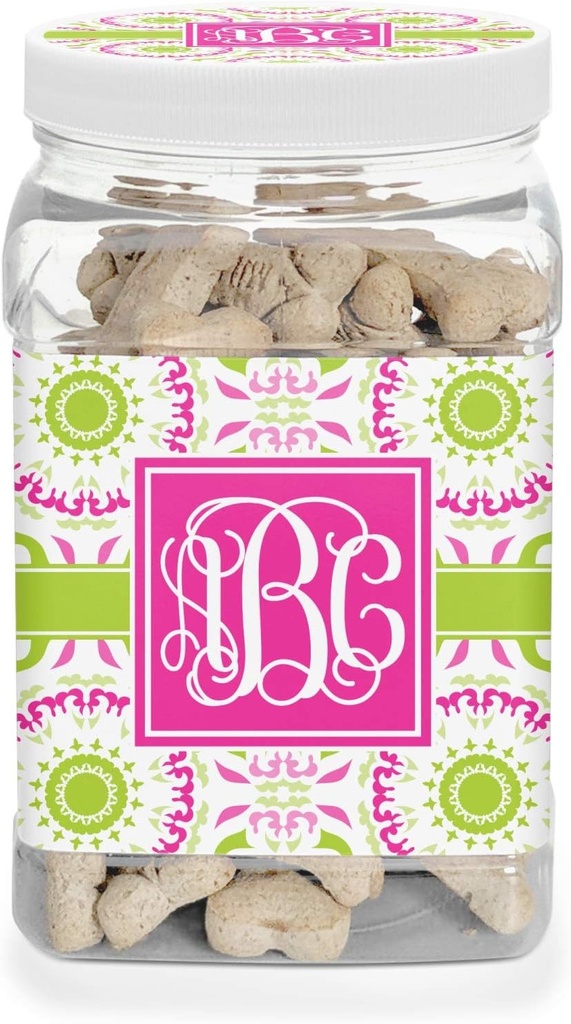 YouCustomizeIt Personalized Pink & Green Suzani Dog Treat Jar