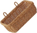 BESTonZON Hanging Woven Storage Basket Vegetable Fruit Keeper Veggies Onion Basket Wall Mount Organizer Entryway Mail Letter Holder Plant Rattan Bin for Home