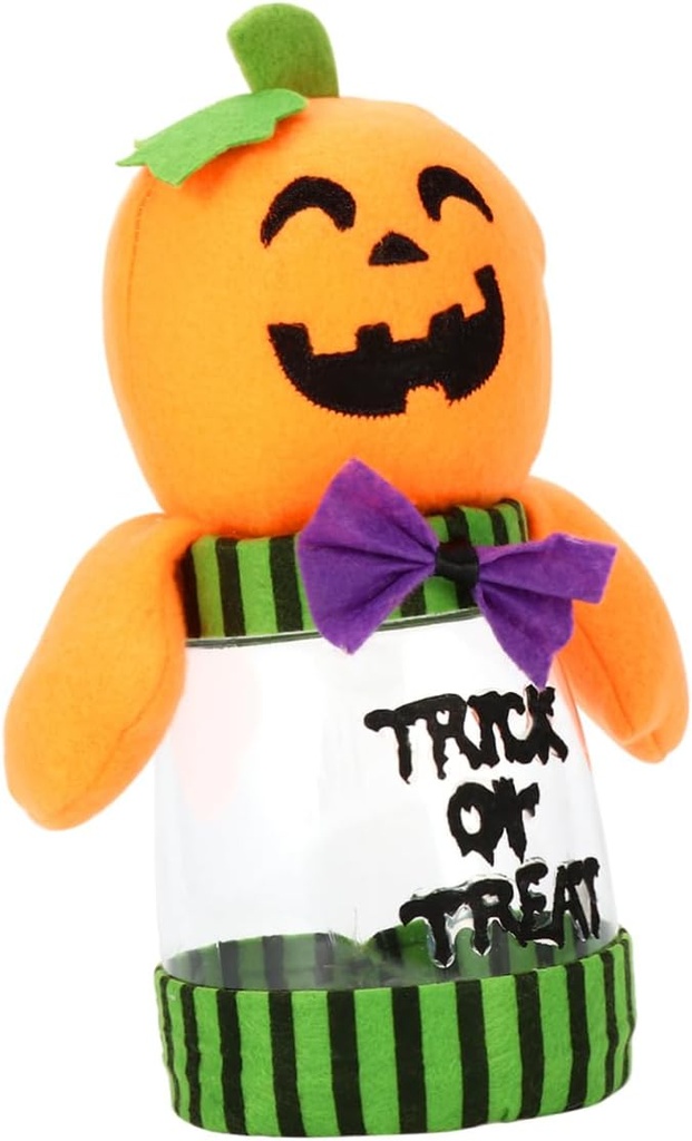 VICASKY Halloween Candy Jar Pumpkin Design Plastic Candy Container Party Favors Holder for Snacks Storage and Office Desk Decor