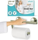 Vive Grab Bar with Toilet Paper Holder (350lbs) - Handrail Bar Combo for Bathroom Wall - Safety Support for Elderly, Seniors & Disabled - Handicap Assist for Restroom Walls & Getting up from Toilets