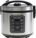 West Bend Rice & Grain Multi Cooker Programmable with 9 Preset Functions, Features Delay Start and Keep Warm Functions and Steam Basket, 20 Cups Cooked (10 cups uncooked), Stainless Steel