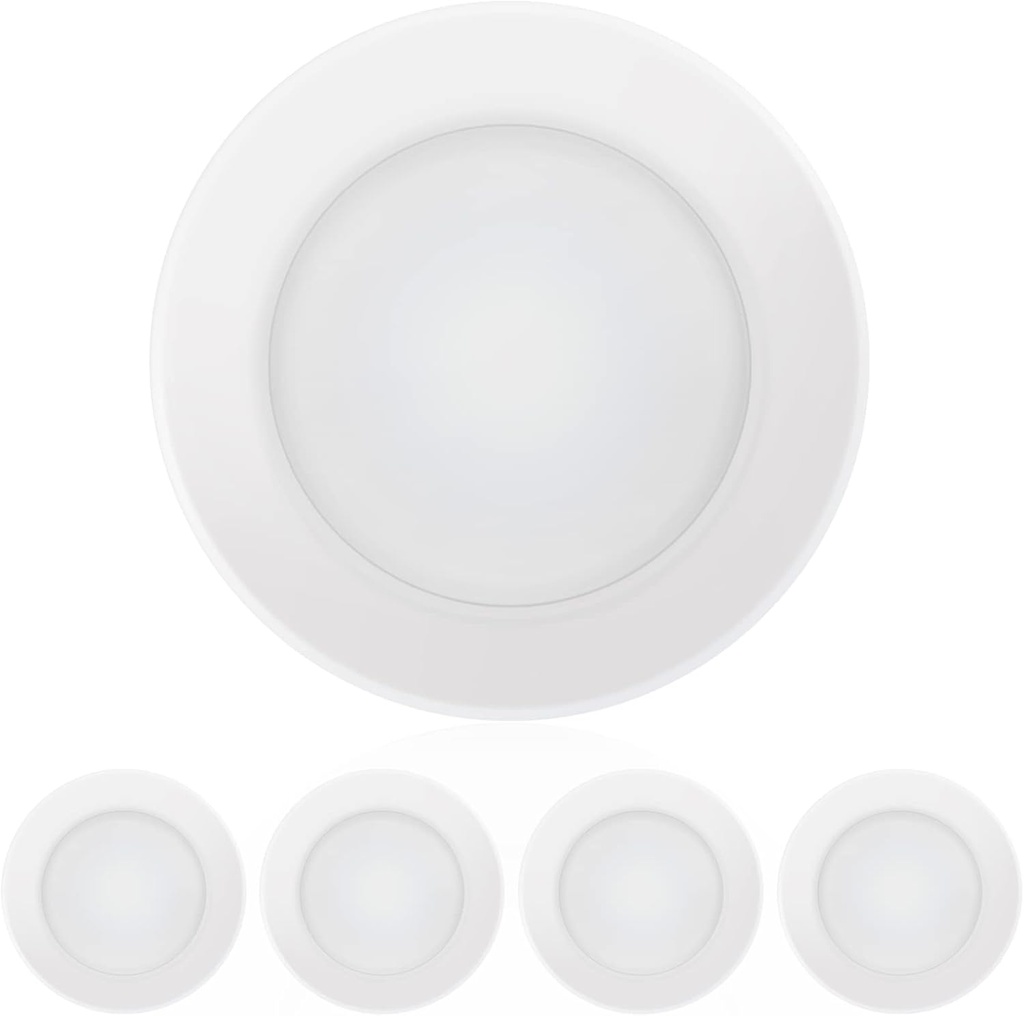 ECOELER 4 Inch LED Disk Light, Dimmable Flush Mount Ceiling Light, 10.5W 650Lm, 3000K Warm White, Aluminum Baffle Trim, Wet Location, ETL&Energy Star, 4Pack