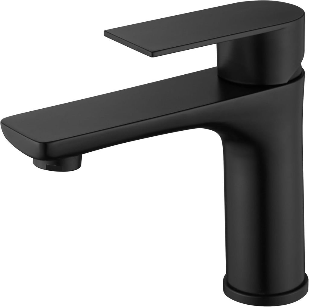 SUMERAIN Stainless Steel Bathroom Sink Faucet Lead-Free Matte Black Lavatory Faucet Single Handle