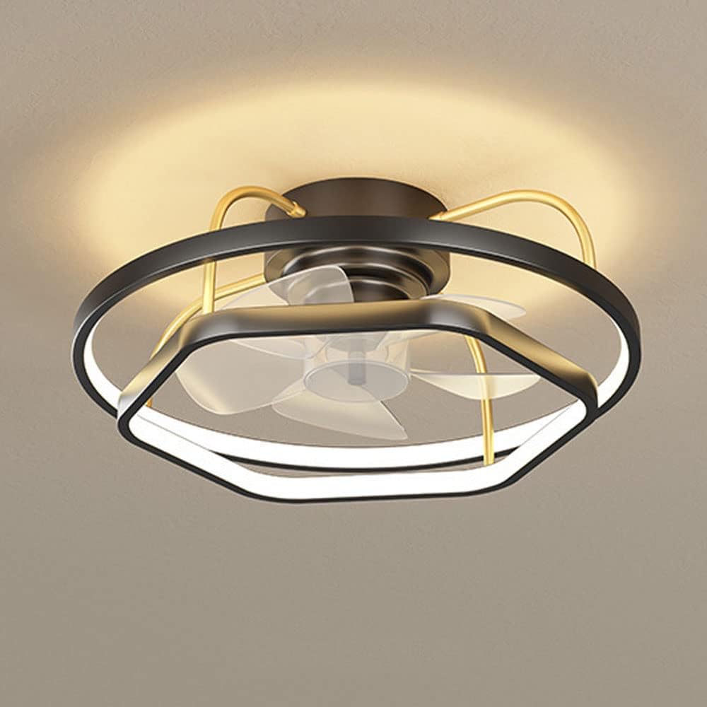 Gold/black 7.9in Ceiling Fan With Light Embedded Fan Light LED 26W Multi-speed Multi Light Color Adjustment Intelligent Timing Silent Air Supply Ceiling Lamp Reversible Blades For Living Room K