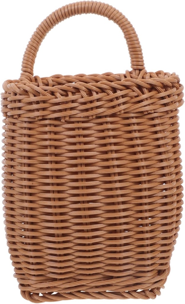 PRETYZOOM Woven Wall Hanging Basket for Kitchen and Living Room Plastic Storage Organizer for Tableware and Vegetables Space Saving Design Brown