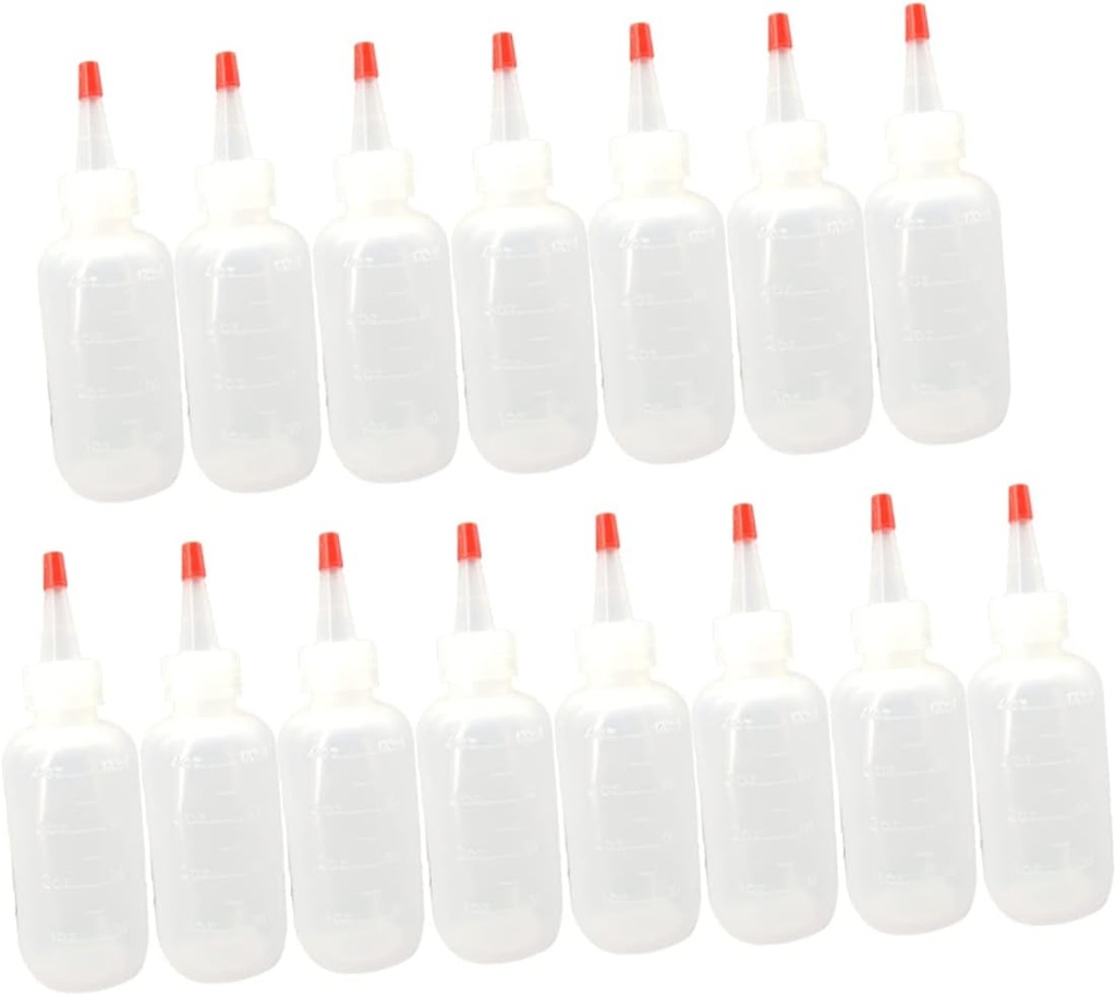 Cabilock 120ML Squeeze Bottle with Scale Plastic Sauce Dispenser for Condiments Dressings and Sauces for Prep and Travel 1-Piece with Red Cap