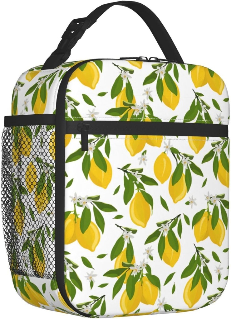 Lemon Lunch Bag Insulated Lunch Box for Boys Girls Portable Reusable Leakproof Cooler Teen Tote Lunchbox for Picnic Travel Camping Outdoor