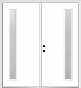 National Door Company, 72" x 80", Fiberglass Smooth, Primed, 1-Lite, Frosted Glass, Prehung Double Front Door on 6-9/16" Primed Composite Frame