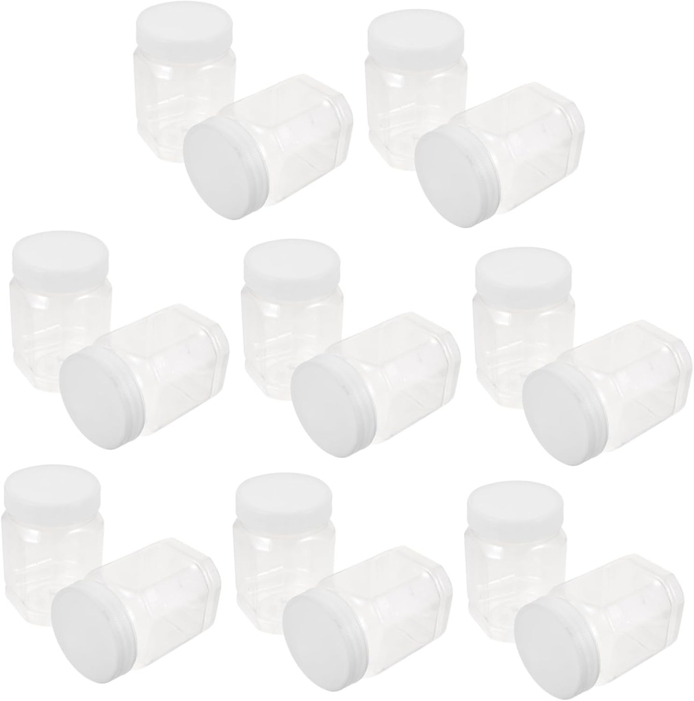 16pcs Honey Jars Lids Food Storage Containers Plastic Cans for Kitchen Spices Seasoning