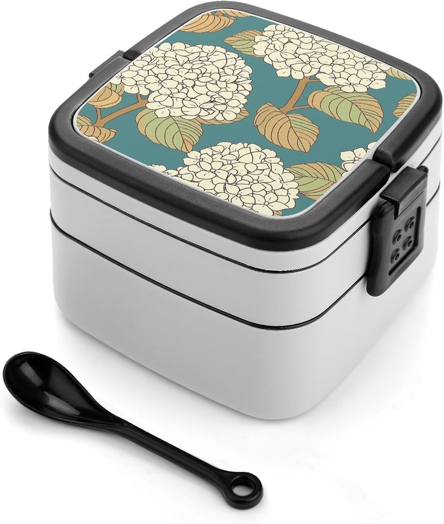 Bento Lunch Box for Women Lunch Containers for Adults Brown Outline Flower Double Layered Lunchbox Large Capacity Bento Box with Cutlery for Work Picnic Camping Travel