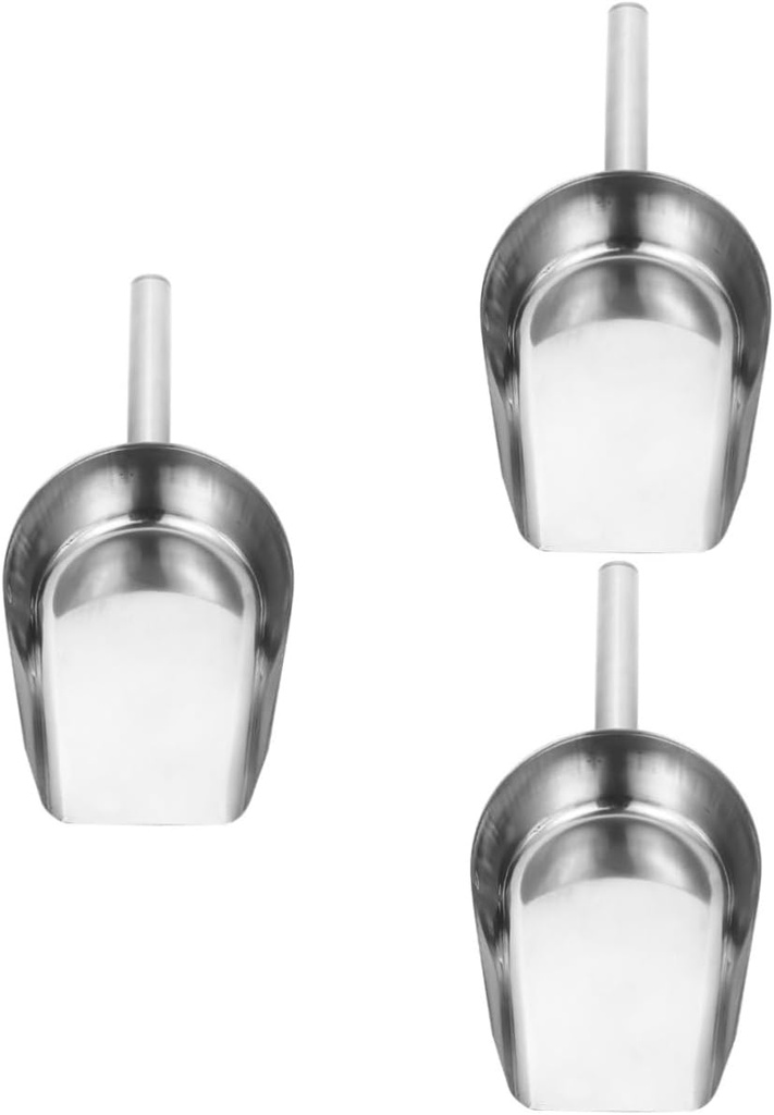 3pcs Multi-functional Stainless Steel Scoop for Flour Beans and More Ergonomic Handle for Comfortable Grip for Kitchen Bar and Restaurant Use