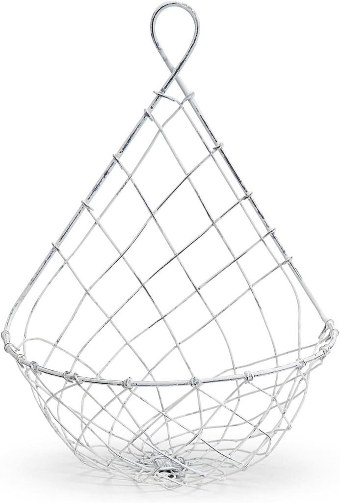Two's Company French Wireworks Demi-Lune Hanging Basket w/Antique White Finish