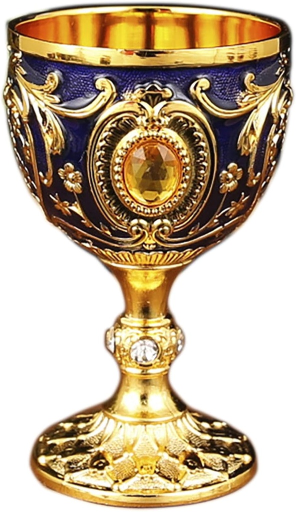 YIKANGHENG 1 Pcs 1 Ounce Alloy Engrave Patterns Elegent Shot Drinking Cups, for Drinking Wine, Beer and Spirits, Widely Used for Party, Holiday, Outdoors and Travel (Blue, 1)