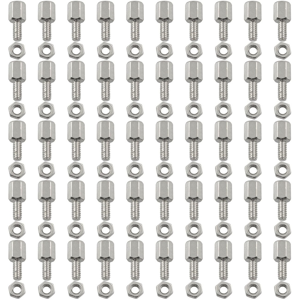 Hex Standoff Spacer Screws RLECS 50pcs 4#-40 6+6mm Brass Pillar PCB Computer PC Motherboard Male to Female Standoff Spacer Screws with 50pcs Nuts
