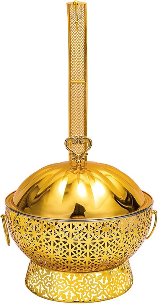 Buffet Skillet with Hanging Lid - Buffet Food Warmer Set, Buffet Utensils and Warmer Equipment, Stainless Steel Buffet Crock Pot, Heatable Buffet Tea Tray Set(Size:4.5L,Color:Gold)