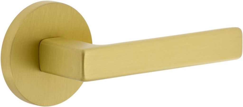 Viaggio CLOLUS_SD_RH Circolo Right Handed Solid Brass Non-Turning One-Sided Dummy Door Lever with Lusso Lever and Circolo Rosette - Satin Brass