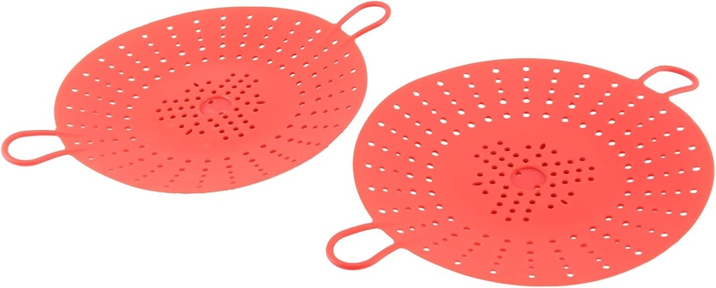2 Pcs Silicone Steamer,Vegetable Steamer Basket Insert for Pressure Cookers, Microwavable, Multicookers,Red