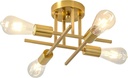 EGM Gold Semi Flush Mount Ceiling Light, 4-Light Modern Kitchen Light Fixture with E26 Base, Ceiling Lamp for Bedroom, Sputnik Chandelier for Dining Room Living Room Foyer Office (1 Pack)
