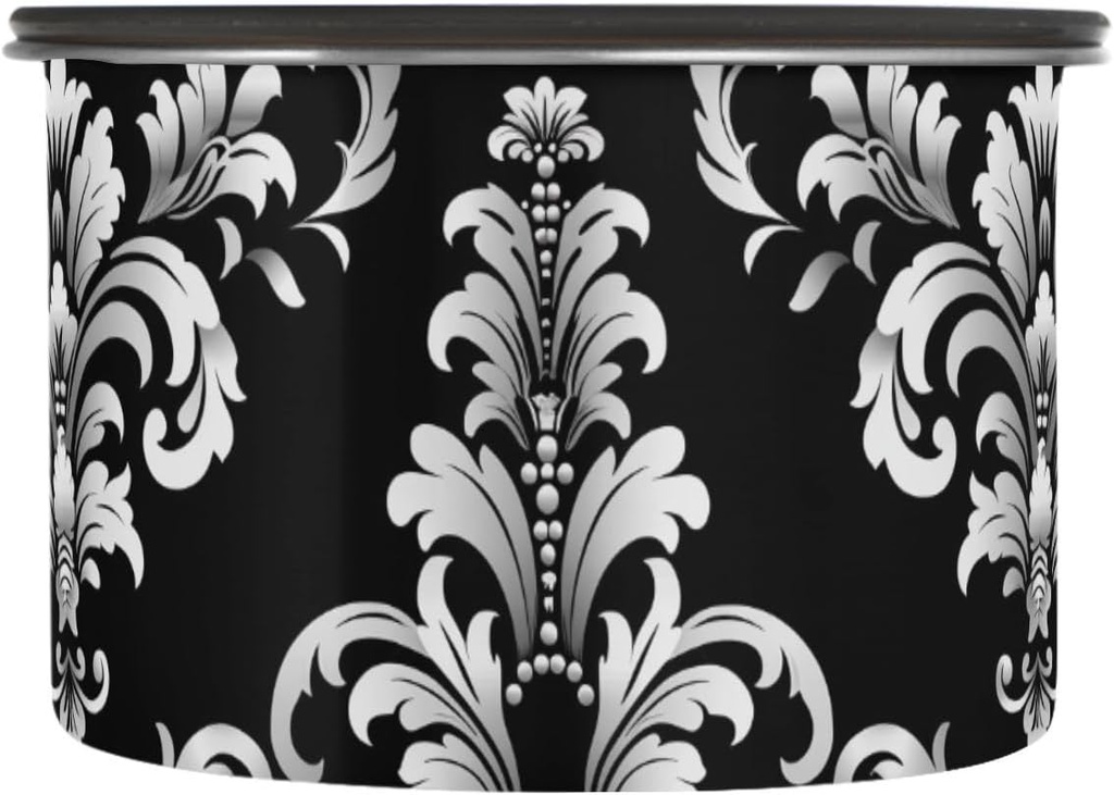 Classical Damask Ornament Airtight Coffee Bean Canister 17oz Food Storage Containers with Lids For Gournd, Tea, Sugar, Flour, Rice, Cereal, Candy Cookie Jar