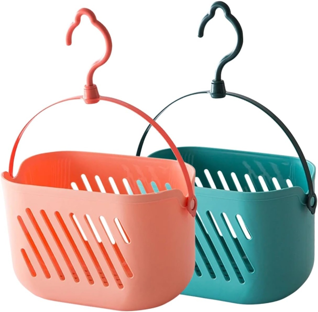 2Pcs Hanging Wall Storage Basket for Bathroom and Kitchen Drainage Design for Ginger Garlic and Vegetables Decorative Fruit Basket in Pink and Saving Organizer with Air Circulation