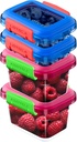 12oz 5oz Small Plastic Food Storage Containers with Lids Snap Lock Lunch Box Square Leakproof Snack Container Salad Fruit Jam Yogurt BPA Free Stackable Microwave Dishwasher Safe Sets 4 Pack