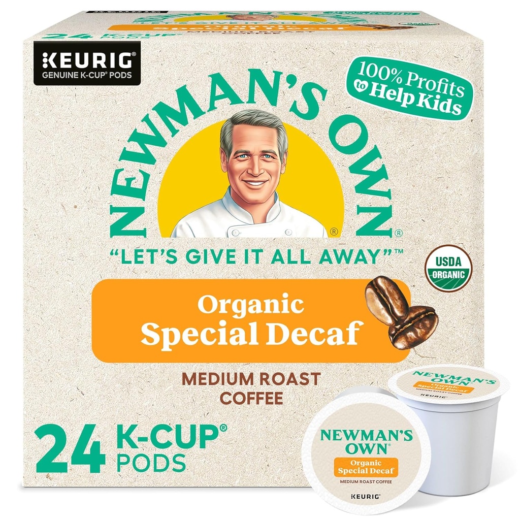 Newman's Own Organics Special Blend Decaf, Single-Serve Keurig K-Cup Pods, Medium Roast Coffee, 24 Count