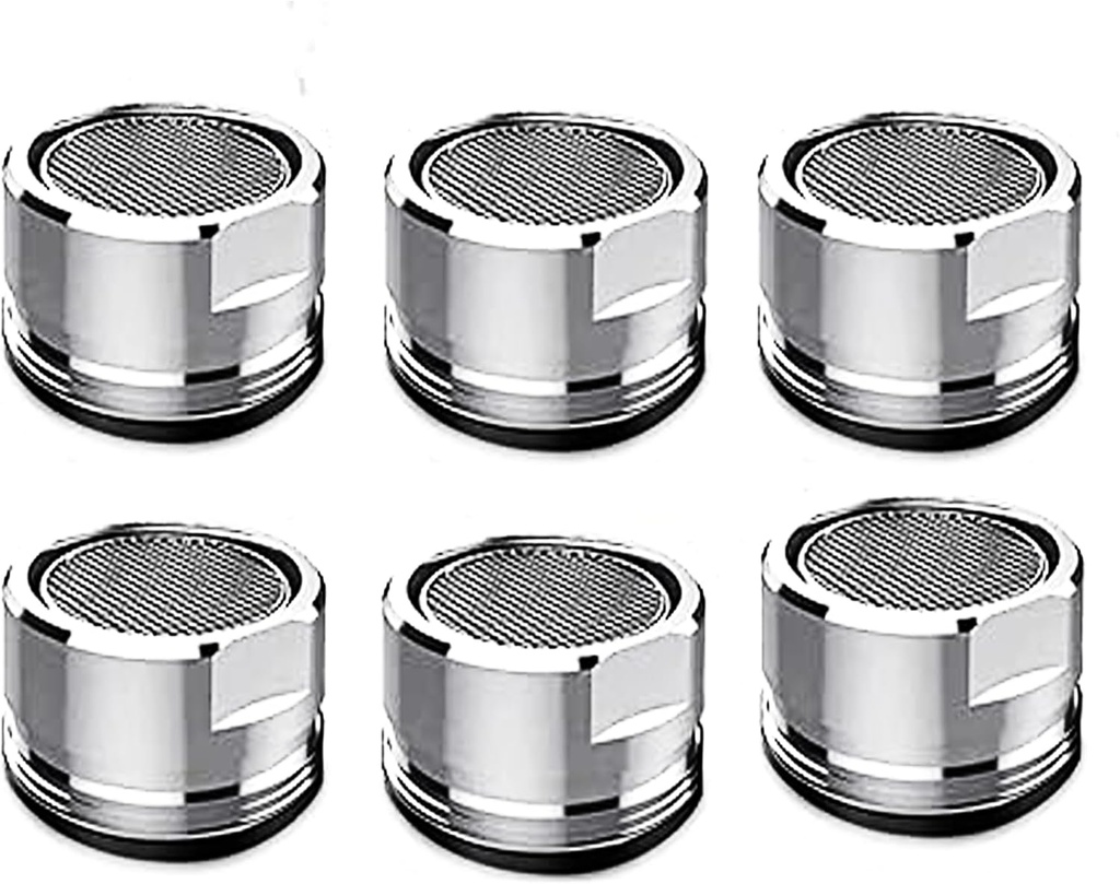 6 Pack Faucet Aerator 2.2 GPM Bathroom Sink Aerator Regular Standard Replacement Parts with Brass Shell 15/16-Inch Male Threads Aerator Faucet Filter with Gasket for Kitchen Bathroom