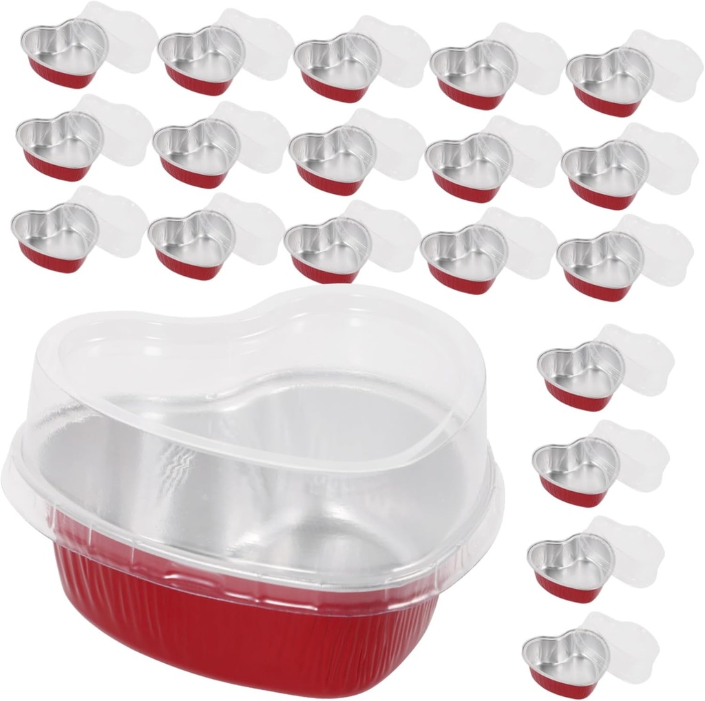 Cabilock 20Pcs Transparent Heart Shaped Cake Boxes with Lid Food Safe Household Packaging Supply for Craft Cakes and Cupcakes Compact Clear Bakery Display Container