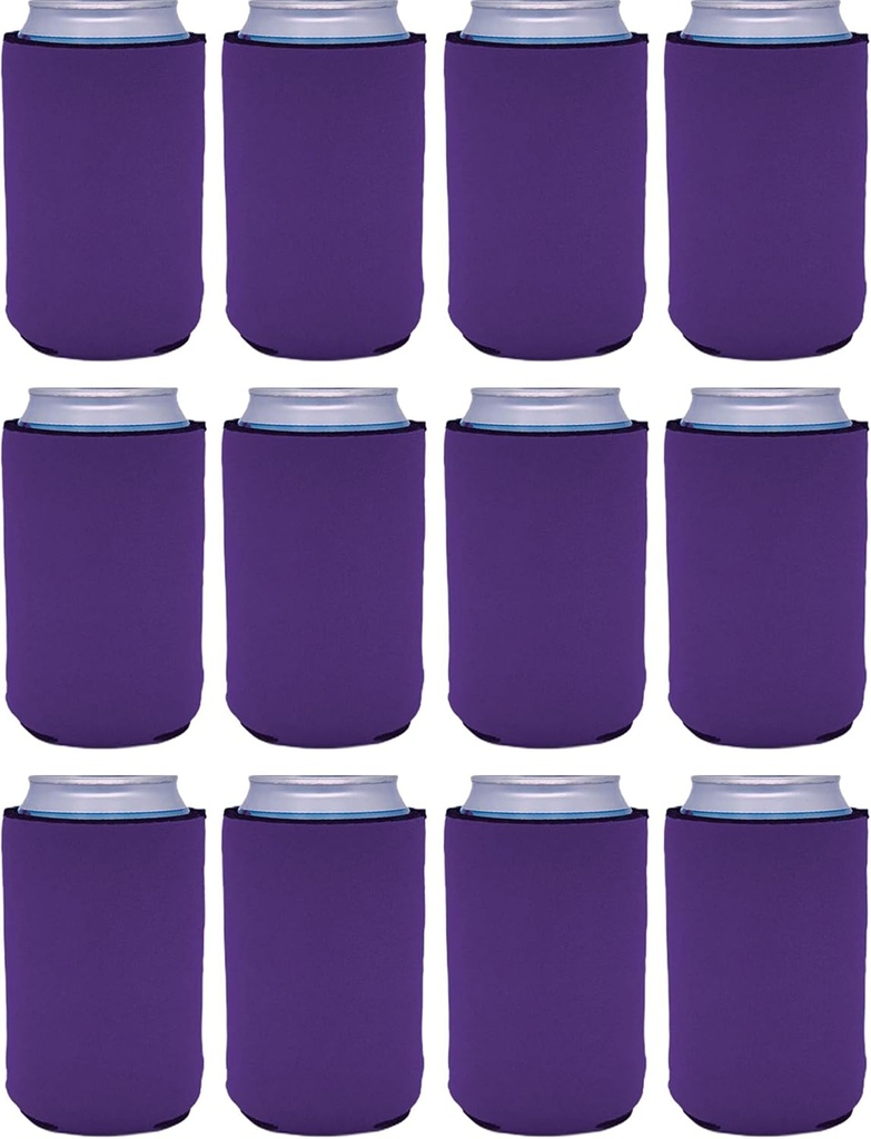 Blank Neoprene Collapsible Can Coolie (12 Pack, Purple)