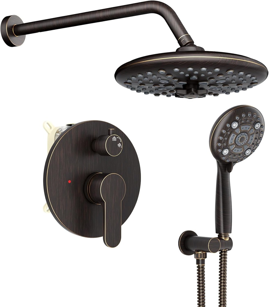 SR SUN RISE Shower Faucet - Multifunctional High Pressure Shower Head System with Handheld Shower Head Fixtures - Valve Included (Oil Rubbed Bronze, 10 inch)