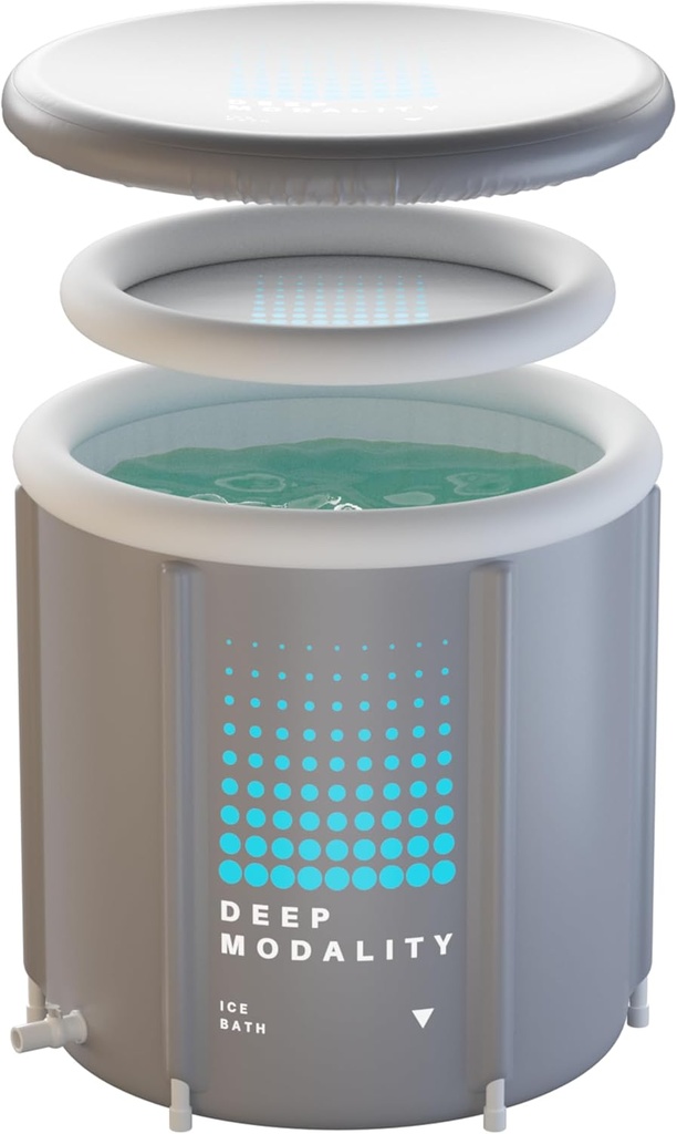 COLD PLUNGE TUB | Upgraded Materials | Classic Ice Bath - Inflatable Round, Grey & White 95GL