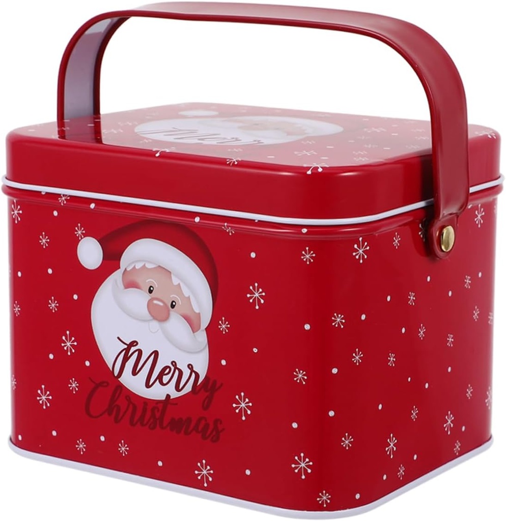 Metal Storage Jar for Small Items Heavy Duty Lid Decorative Christmas Tin Airtight Cookie Jar