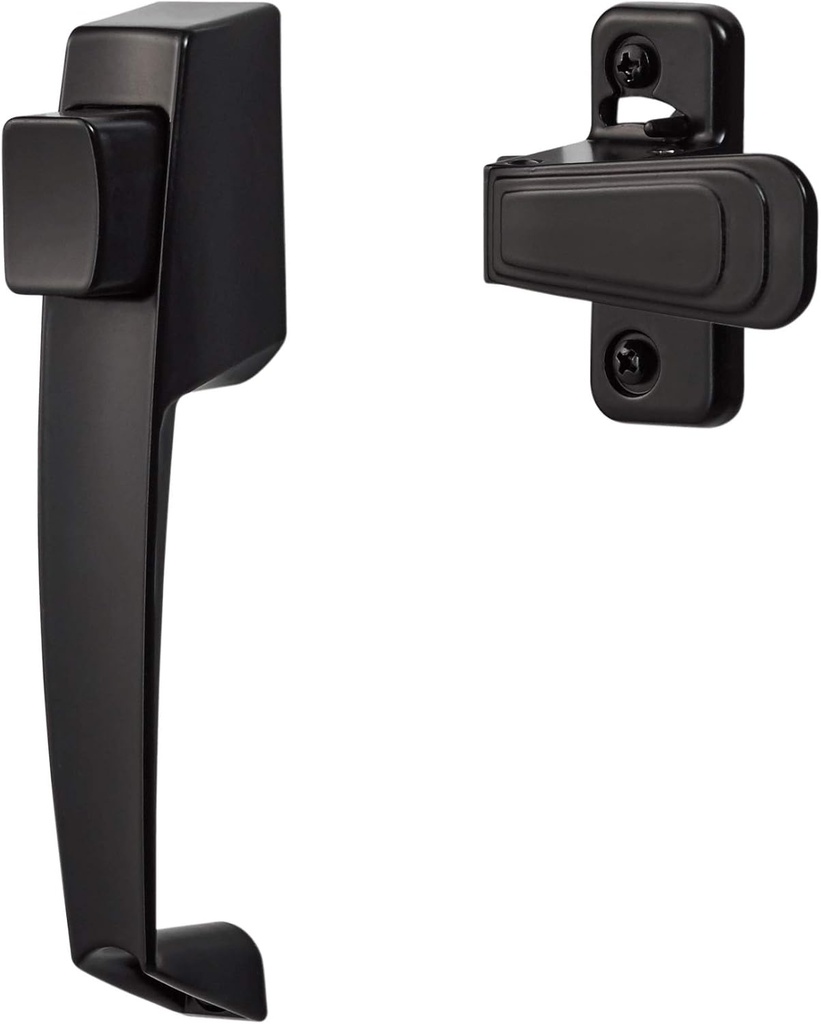 Ideal Security Door Handle with Inside Latch for Storm and Screen Doors, Black (2-Piece Set)