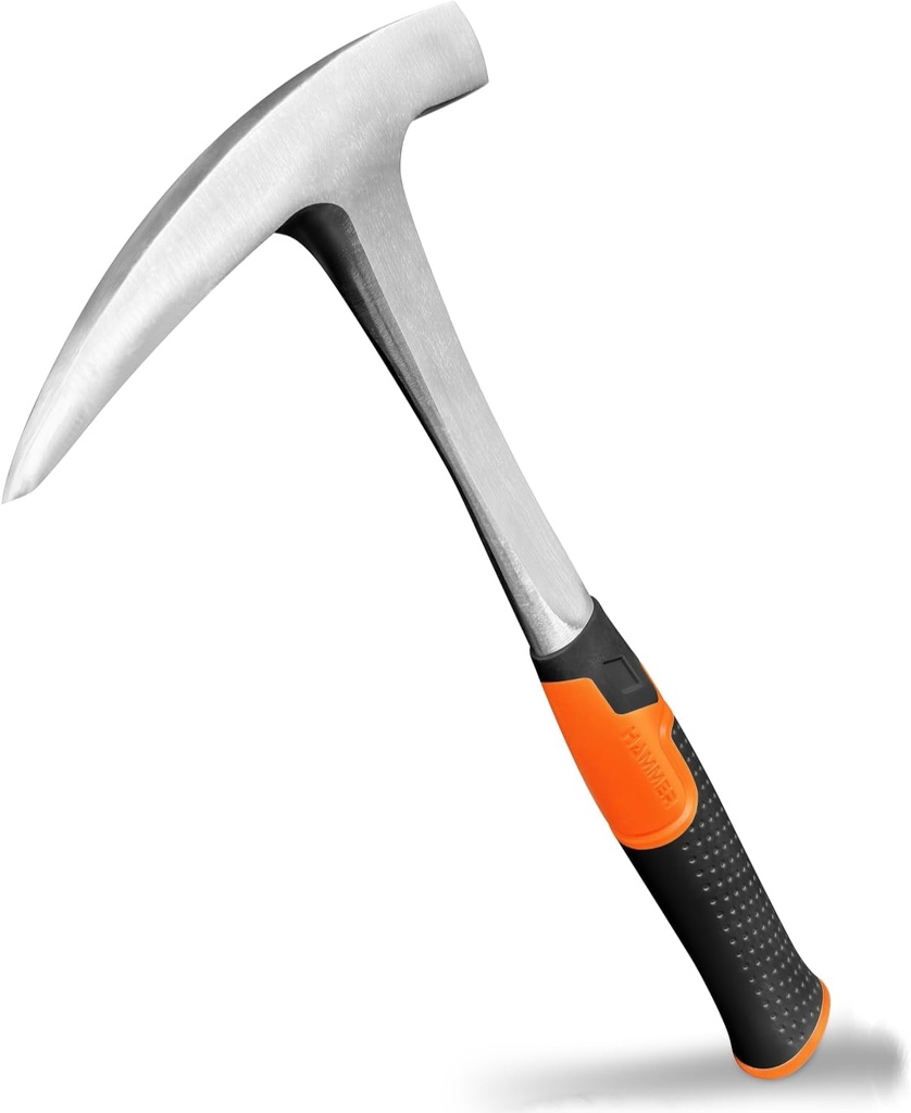 Rock Pick Hammer-31oz Geology Hammer with Ergonomic Handle – Stone Mason Hammer, Block Masonry Hammer with Pointed Tip & Shock Reduction Handle,Brick Tools, Masonry Tools