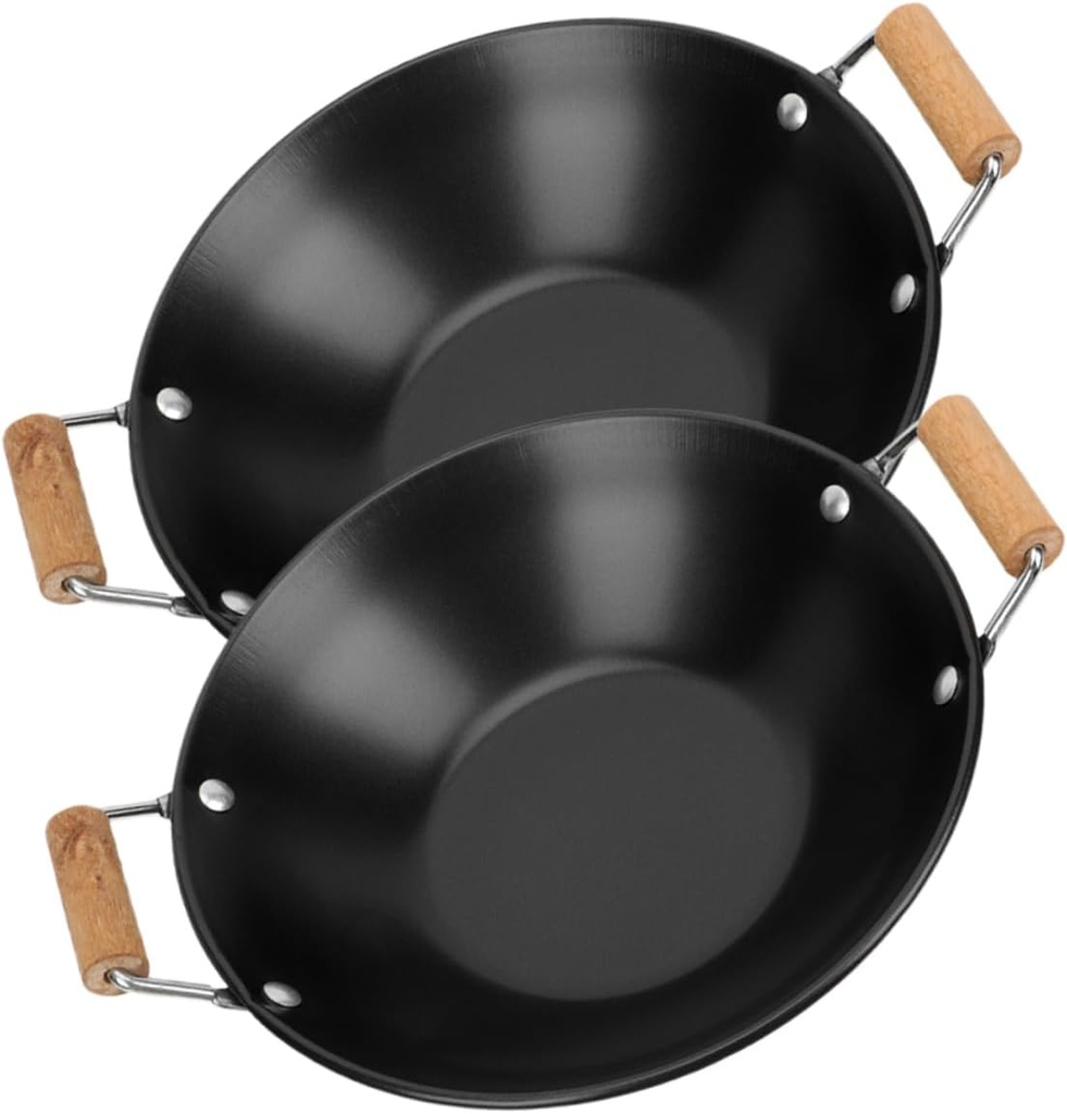 PRETYZOOM 2pcs Small Hot Pot Wooden Handle for Seafood and Noodles Suitable for Gas and Electric Stoves Easy to Clean and Design