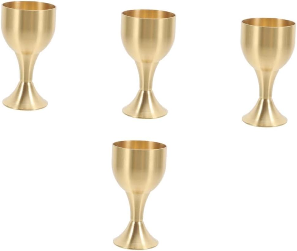 4pcs Metal Wine Cup Decorative Offering Cup for Buddhism Versatile Goblet Chalice Ritual Bowl Home or Temple