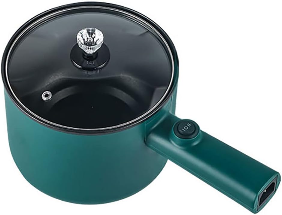 Electric Hot Pot,1.8L Household Rapid Noodles Cooker, Electric Cooker,Multifunctional Cooking Pot，Frying Pan,Mini Steamer,Non-Stick Casserole (Pot, Green)