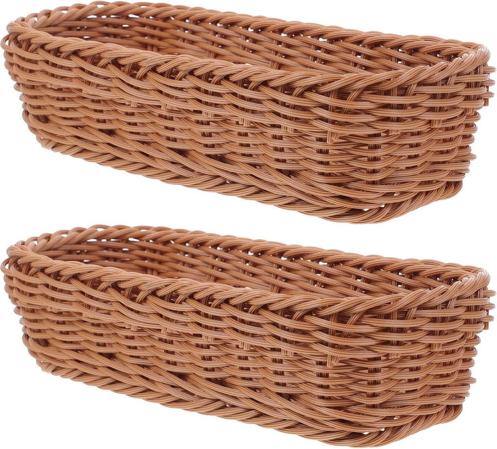 Cutlery Holder Silverware Organizer Tray Woven Storage Basket Fake Rattan Tabletop Organizer for Kitchen