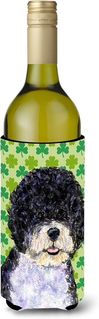 Caroline's Treasures SS4421LITERK Portuguese Water Dog St. Patrick's Day Shamrock Wine Bottle Hugger Bottle Cooler Sleeve Hugger Machine Washable Collapsible Insulator Beverage Insulated Holder