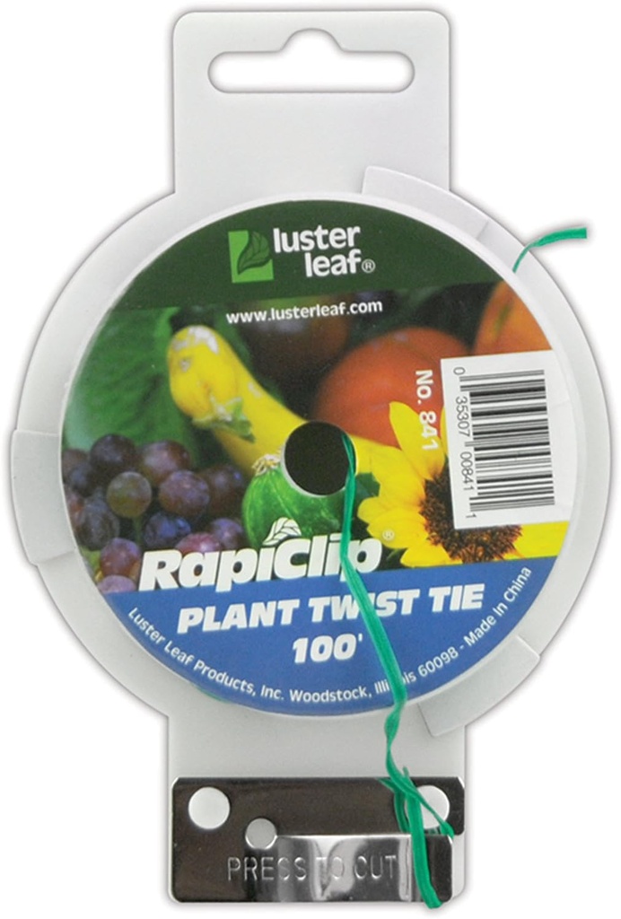 Luster Leaf 016027 Rapiclip Garden Plant Twist Tie-100 Foot Spool, Green