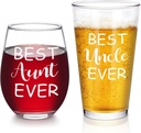 Futtumy Bset Uncle Ever & Best Aunt Ever Glass Set, Aunt and Uncle Christmas Gifts, Best Uncles Gifts from Niece Nephew for Birthday Anniversary Wedding Engagement