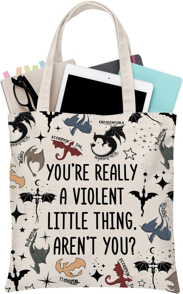 BDPWSS Fourth Wing Tote Bag 'You're Really A Violent Little Thing' Gift Dragon Lover Book Lover