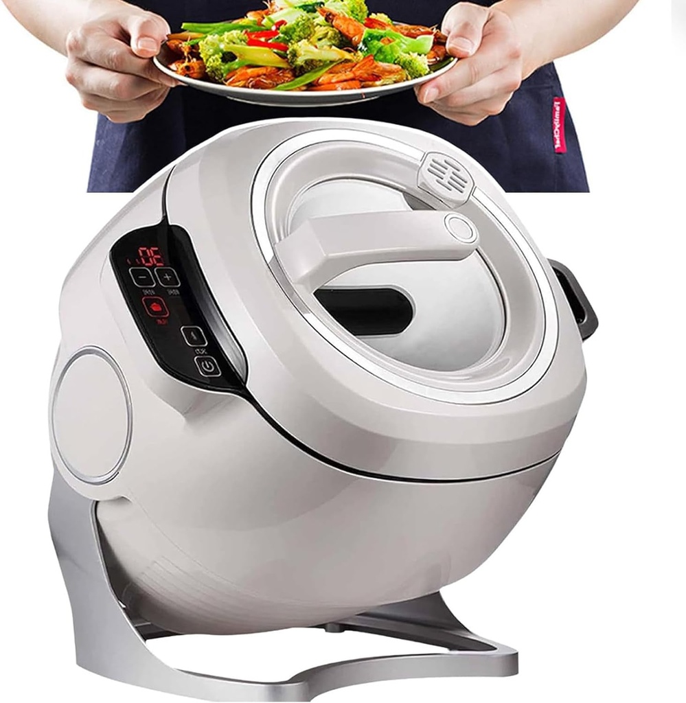 Commercial Food Processor, 6L Intelligent Automatic Cooking Machine with 360° Rotating and 3D All-Round Heating, Adjustment 3 Gears Firepower and Pot Body,220V